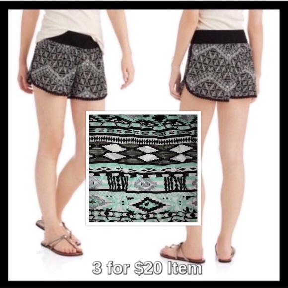 Pants - Boutique :: Crochet Waist Shorts :: Mint Print